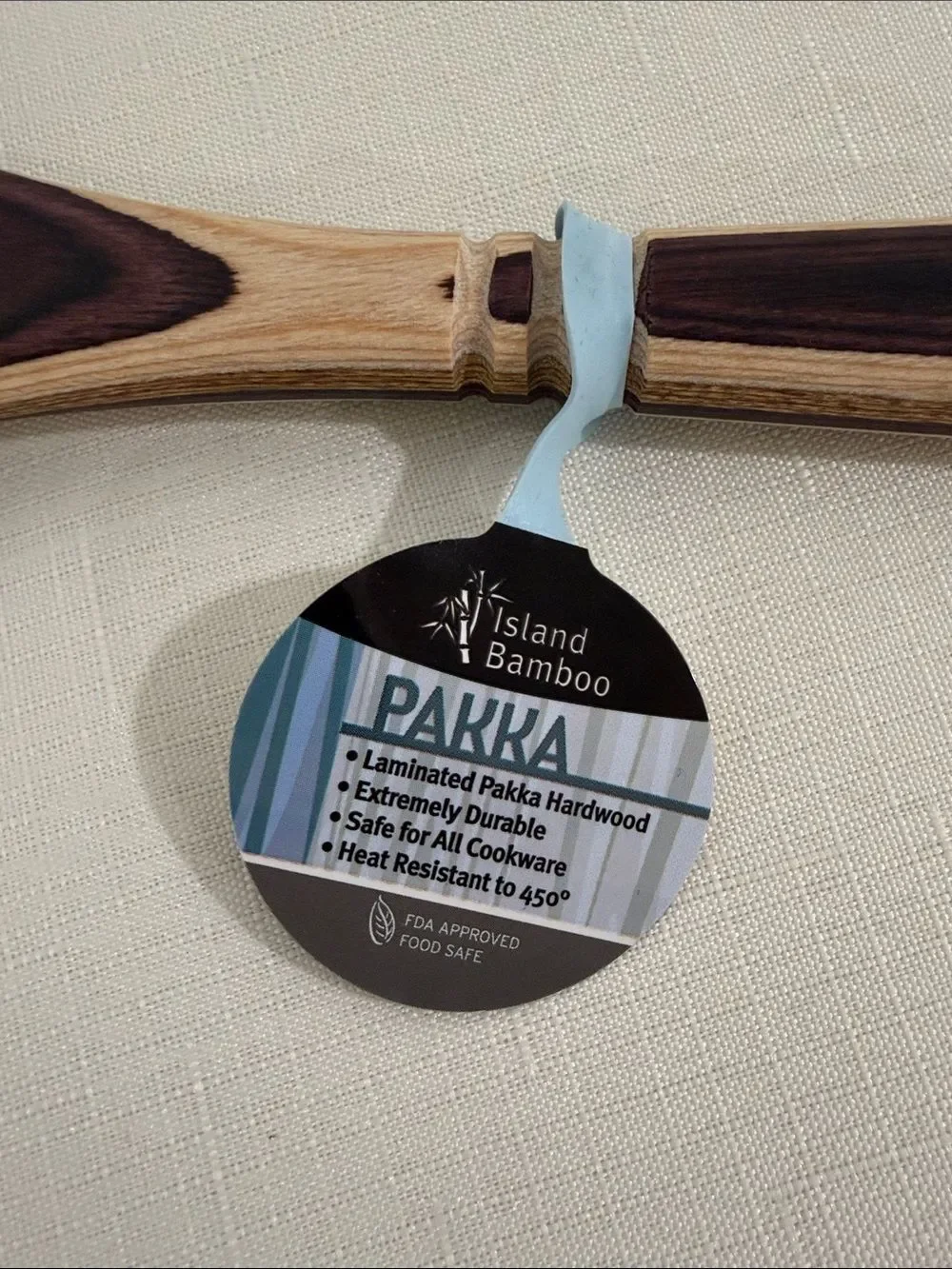 Island Bamboo 12” Natural Brown Ivory Pakka Wood Spoon for All Cookware